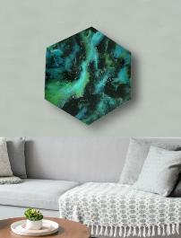 Auckland resin workshop, photo displaying resin wall art.
