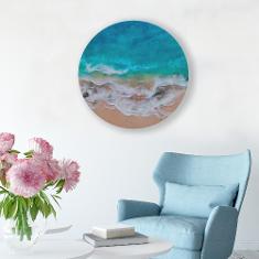 Resin workshops in Auckland.  Resin seascape workshops image of shells and water.