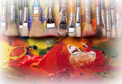 image of oil paints and brushes